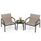 3 Piece Outdoor Chair Set with Breathable Fabric Seat and Armrests-Brown